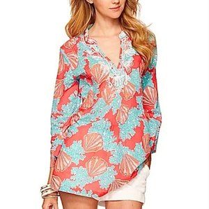 Lilly Pulitzer Watermelon Coralina Sarasota Beaded Tunic - Size Small